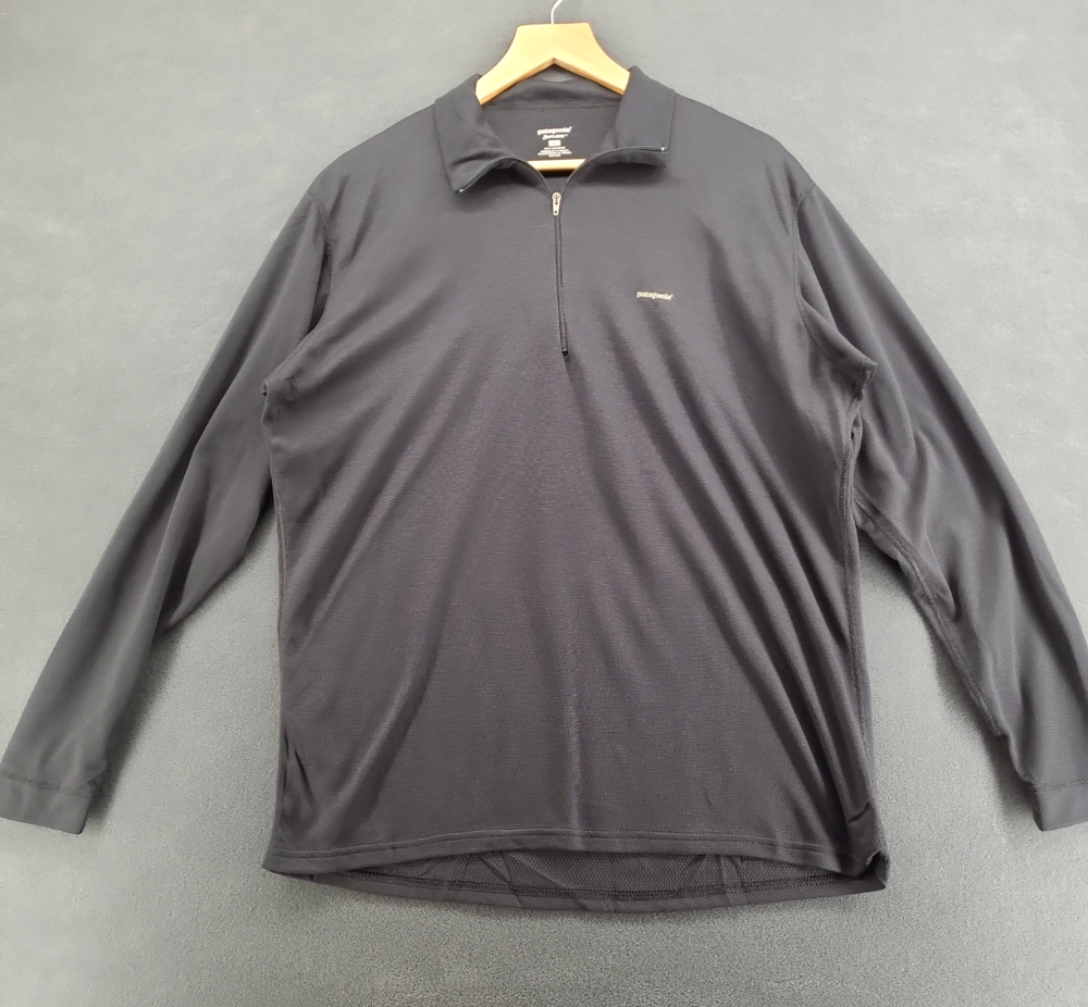 Patagonia Capilene Midweight Pullover Mens L Black 1/4 Zip Base Layer READ